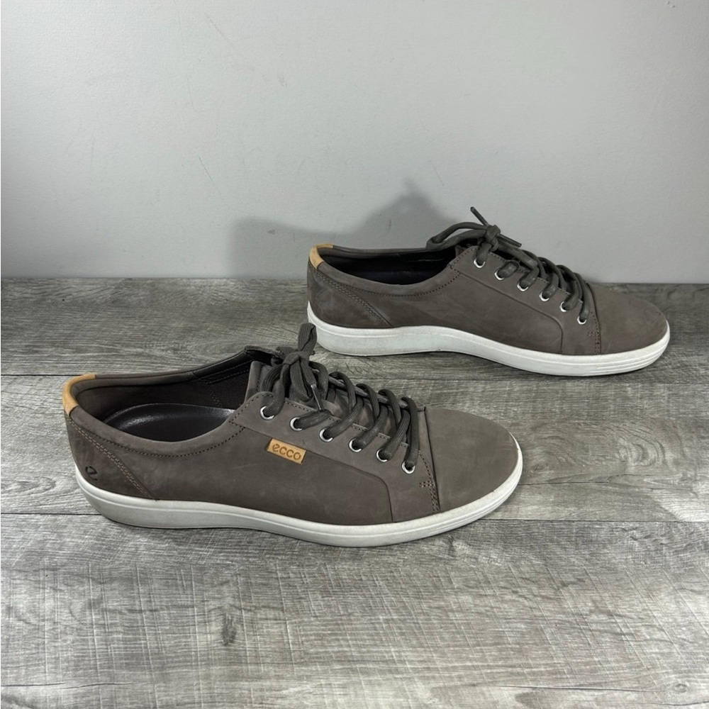 ECCO Mens Soft 7 City Tie Gray Leather Mens Shoes Sneakers Kicks Size 13-13.5 US